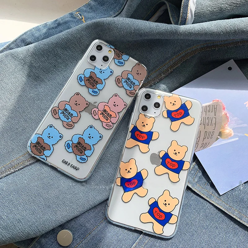 Забавные милые чехлы для телефонов с медведем iphone 11 Pro max XR XS MAX чехол iPhone X 6 7 8 plus