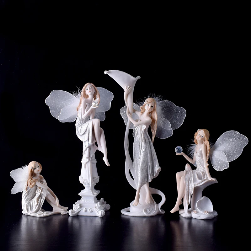 Современные фигурки ангелов из смолы, искусство и ремесла, каваи, свадебное украшение, подарок, сказочный сад, цветок, миниатюрное украшение для дома