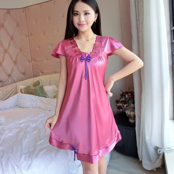 

Sexy Satin Sleepwear Women Sleep&Lounge Silk Robes Nightgowns Female Lace Strap Nightdress Pyjama Winter Bathrobe Home Suit