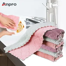 Anpro, 4 шт./лот, 8 шт./лот, домашнее супер впитывающее полотенце из микрофибры, Кухонное плотное полотенце, салфетка для мытья стола, кухонное полотенце