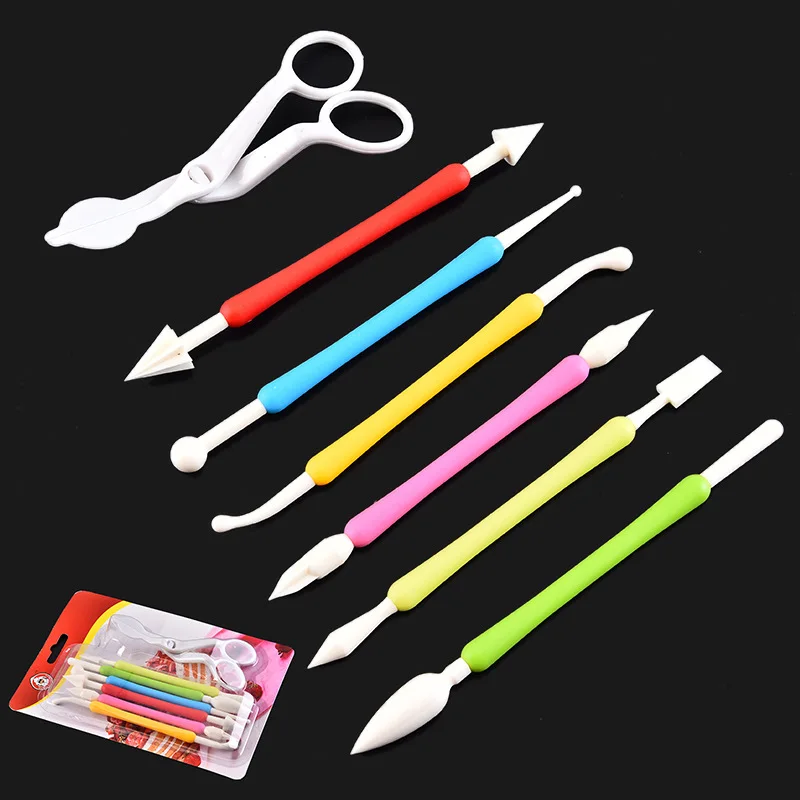 Creative Fondant Decorating Pen Cake Utensils Simple Plastic Carving Knife Accessories 7 Piece Home Kitchen Baking Tools