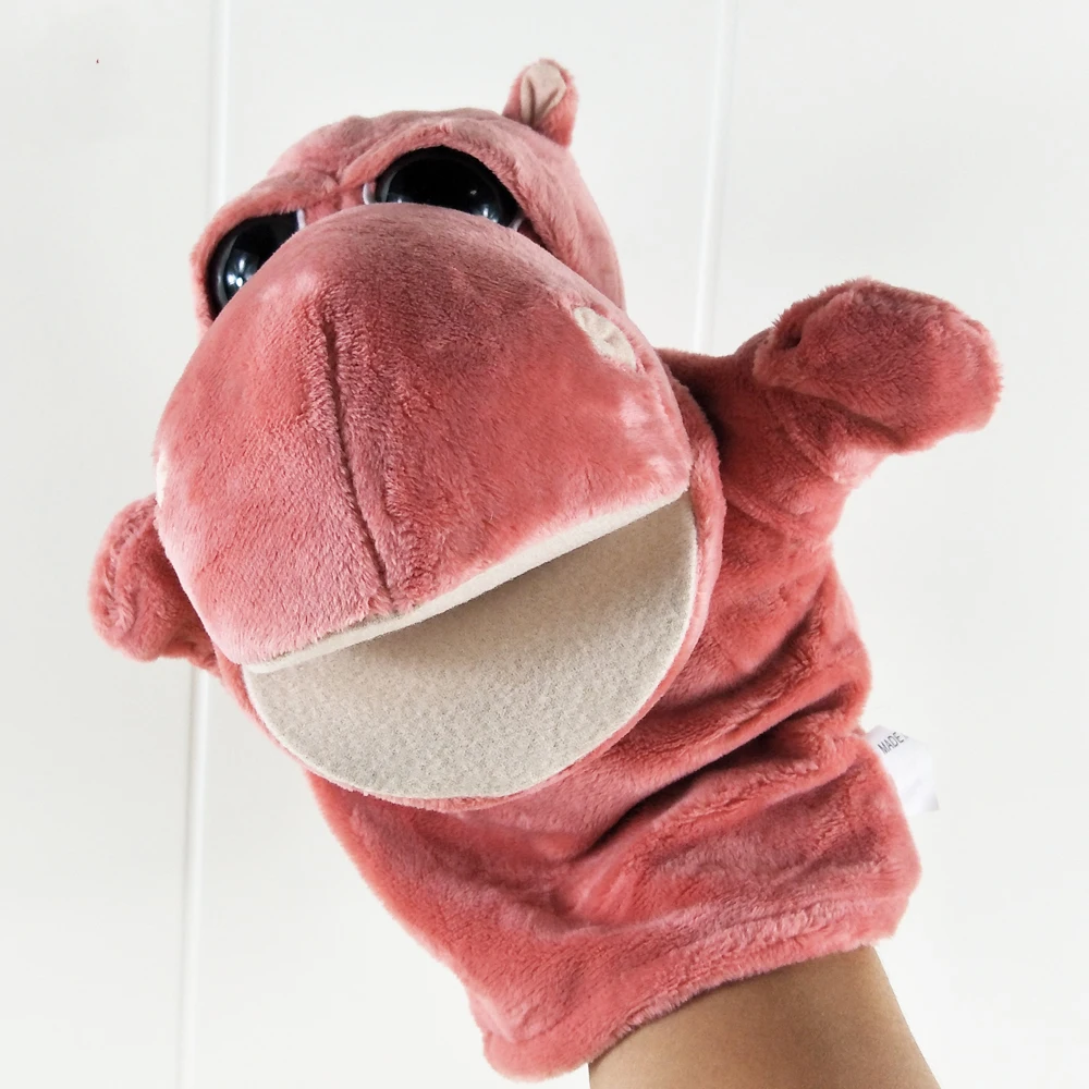 Red hippo big mouth hand puppet children plush toy