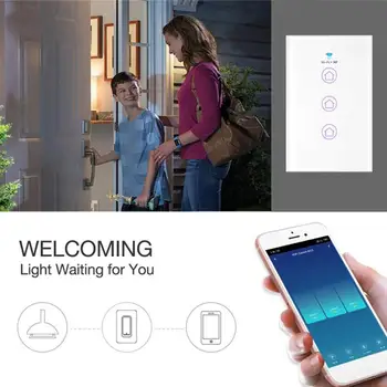 

WiFi Smart Wall Touch Light Switch Intelligent Home Automation 120 Type Remote APP Control for Amazon Alexa Google Home