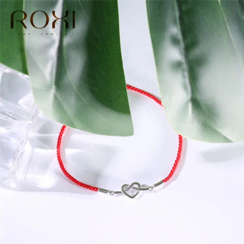 ROXI Red String Thread Веревка Браслеты для женщин минималистичный браслет с шармом в виде сердца Шарм ручной работы влюбленных Пара Браслеты-подарки