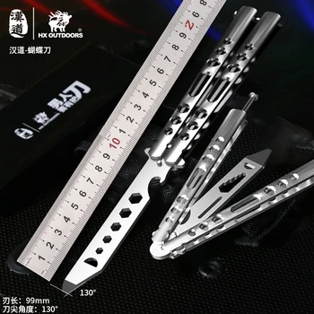 HX OUTDOORS CSGO Butterfly Knife Folding Beginner Practice Knife All-steel Multi-function Application Training Knife Not Edged