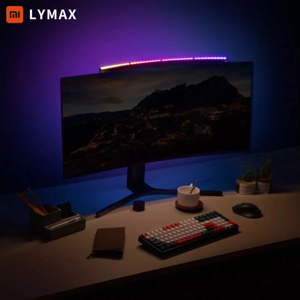 Xiaomi Youpin LYMAX Computer Monitor Table Lamp Curved Screen Desk Dimming Eye-Care Sound-sensitive Music Hang Gaming Light | Электроника