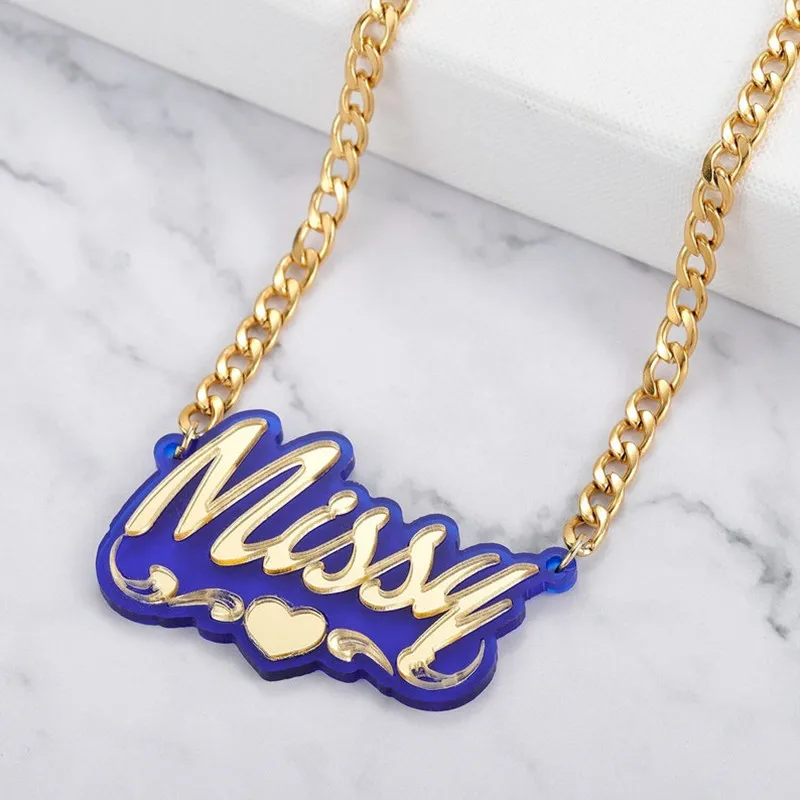 Custom Acrylic Name Necklace Stainless 