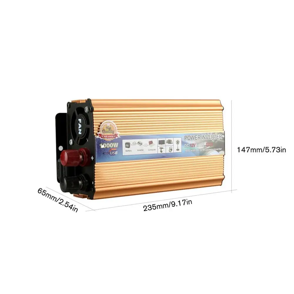 Модифицированный синусоидный инвертор DC 12 V/24 V к переменному току 220V 1000W с универсальным гнездом USB Порты и разъёмы для автомобиля на солнечной батарее Мощность инвертор