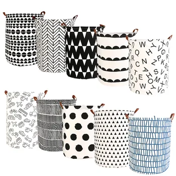 

Folding Laundry Baskets Round Type Clothes Toys Organizer Bin Bag Large Hamper Collapsible Storage Bags