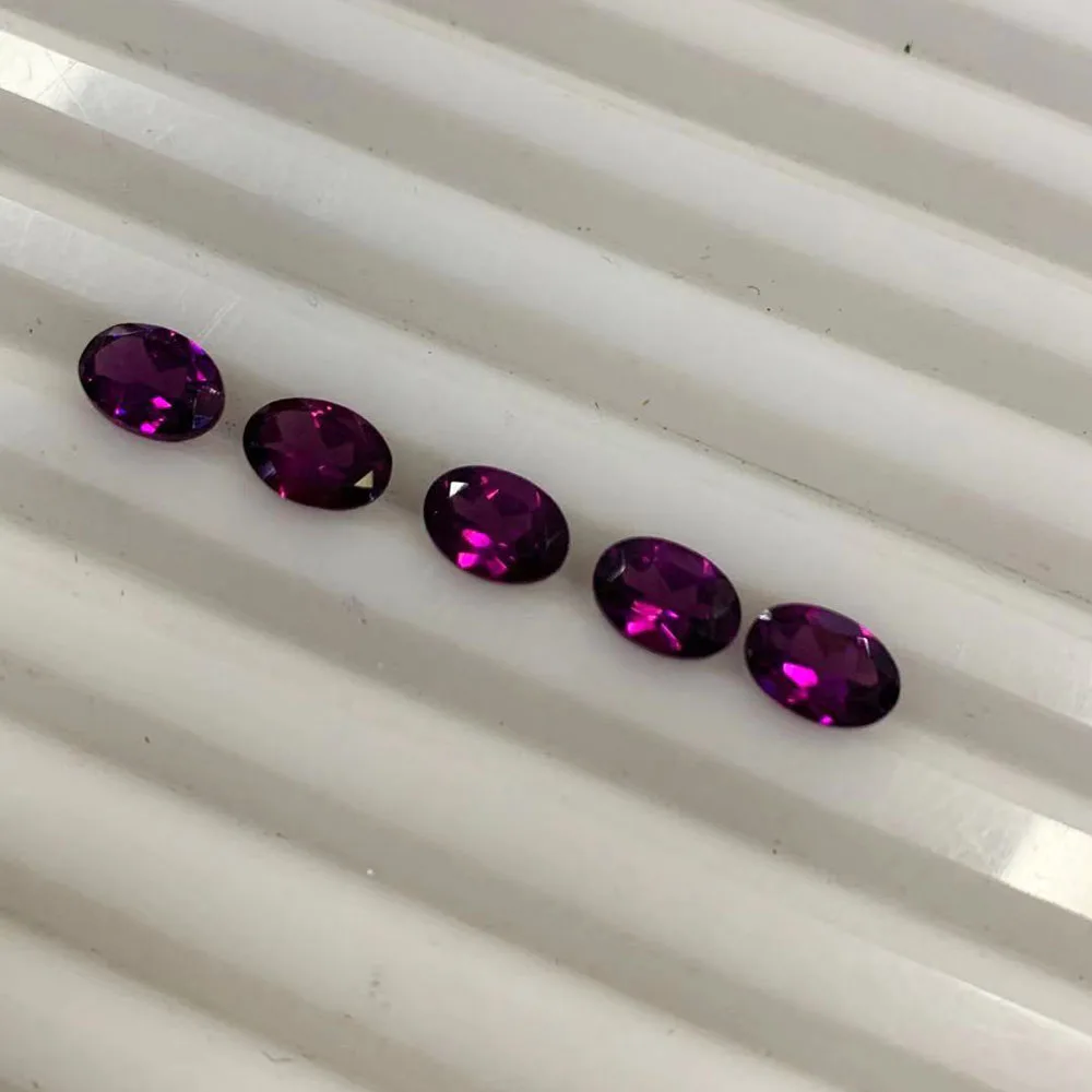 natural rhodolite loose gemstone oval 5*7mm ard 4.9ct 5 piece in one lot for 925 sterling silver jewelry mounting
