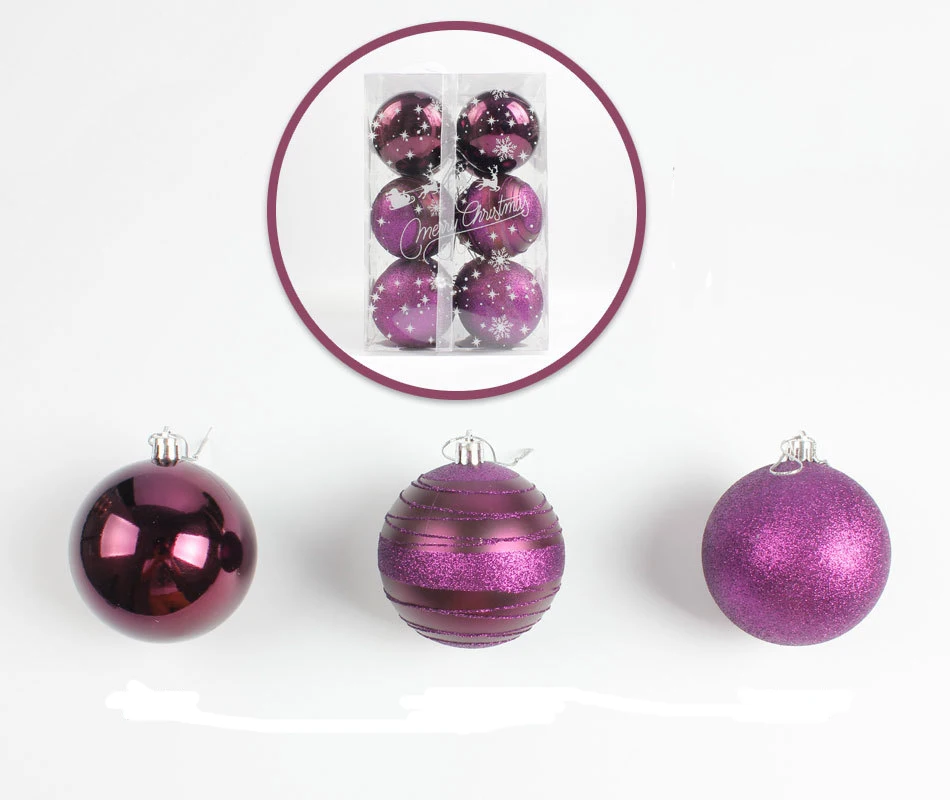Purple 12 шт./компл. блеск Рождество орнамент мяч фенечки Хэллоуин дом Рождественская елка Рождество/День рождения/свадьбы/Happy год декоры - Цвет: Purple