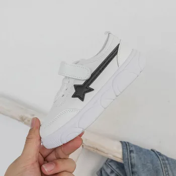 

2020 Spring Kid's Shoes Casuals Hook & Loop Solid Shallow Round Toe Neutral Flat Heels Non-slip fl2020-58
