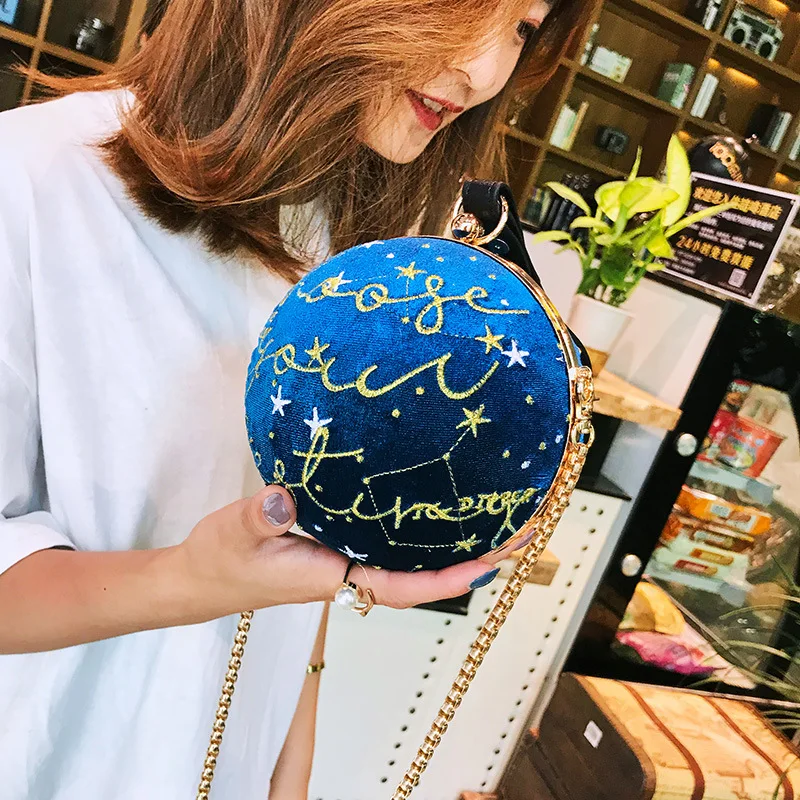 

JIULIN 2018 New Fashion Korean Golden Fleece Creative Spherical Women's Bag Chain Fashionable and beautiful lady's bag