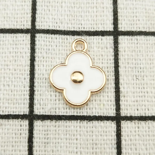 10pcs enamel flower charms for jewelry making earring pendant bracelet necklace charms zinc alloy 13x16mm white