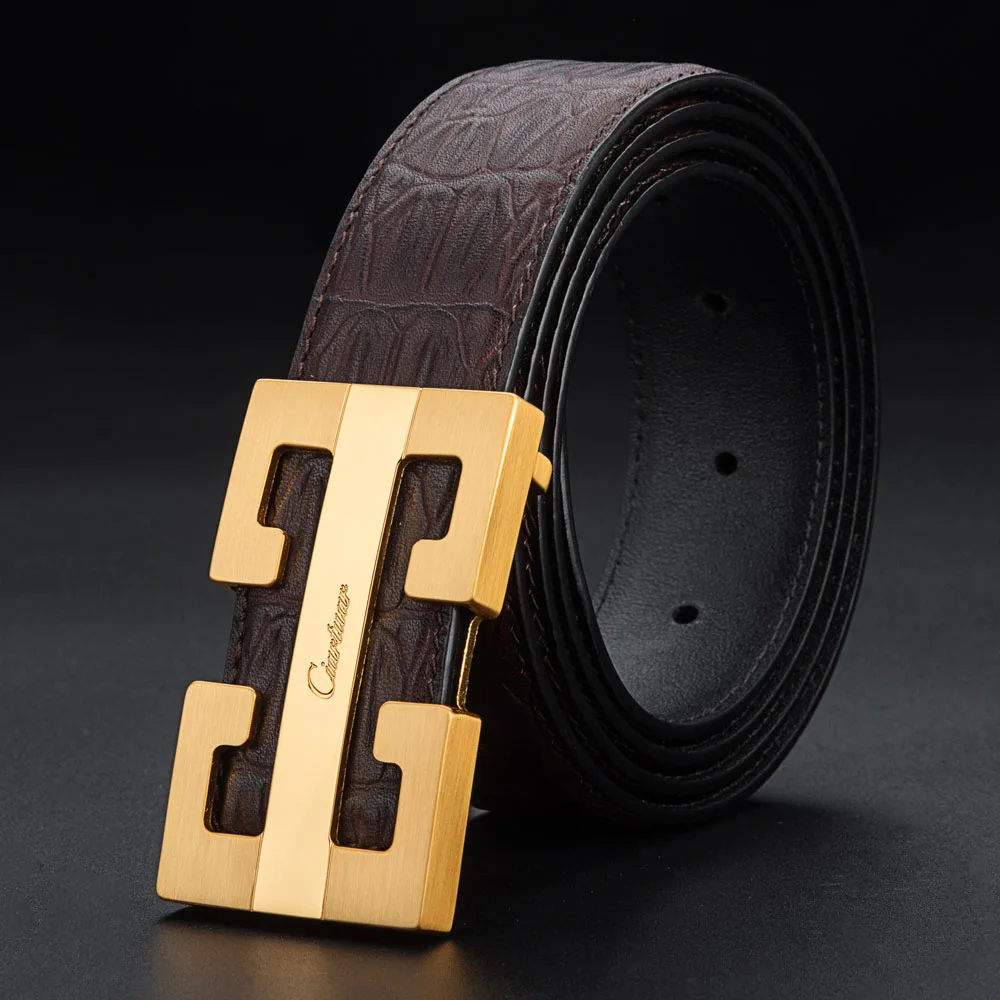 Y1473 Golden Buckle Ciartuar ремень из натуральной кожи ремни для мужчин дизайнерский ремень высокого качества Роскошный пояс золотой мужской s популярный повседневный деловой мужской - Цвет: Y1473 Golden Buckle