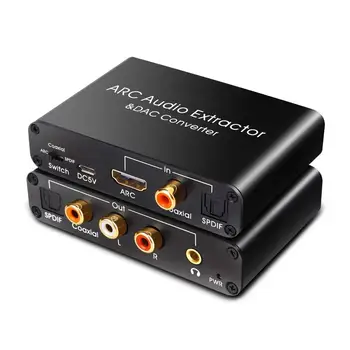 

192KHz Aluminum ARC Audio Adapter 3.5mm Jack Output HDMI Audio Extractor Digital to Analog Audio Converter DAC SPDIF Coaxial RCA
