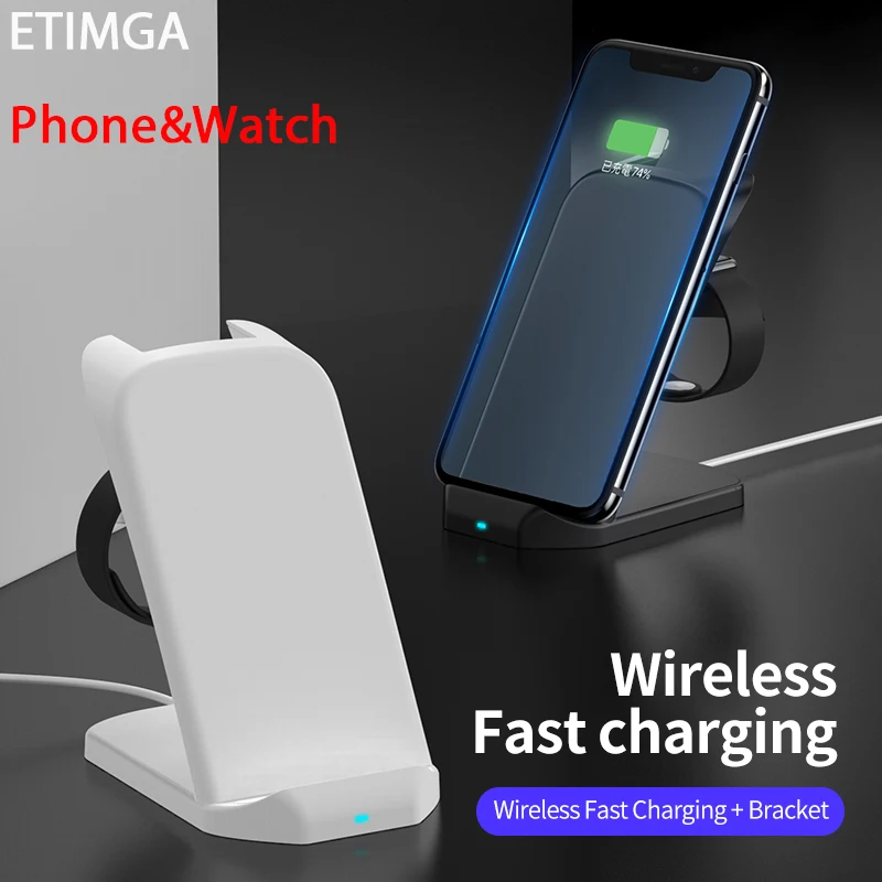 

Qi Fast Wireless Charger For iPhone 11 Pro Xs Max 2 in 1 Dock Station For Apple Watch 2 3 4 Stand For Samsung Galaxy S10 S9 Plus