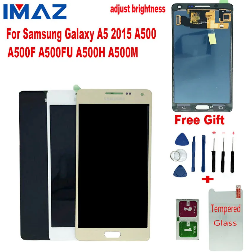 IMAZ Adjust brightness 5&quot For Samsung Galaxy A5 2015 LCD A500 A500F A500FU A500H Display Touch Digitizer Sensor Assembly | Мобильные