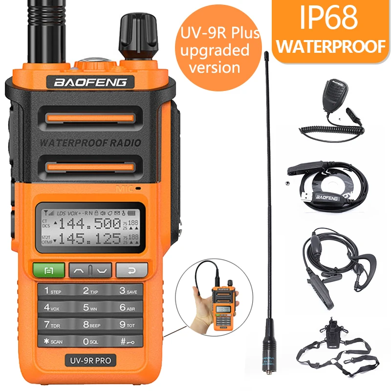 Baofeng Waterproof UV-9R PRO IP68 Dual Band 136-174/400-520MHz Radio Upgraded Of UV9R Walkie Talkie 50KM Range UV-XR BF-9700 | Мобильные