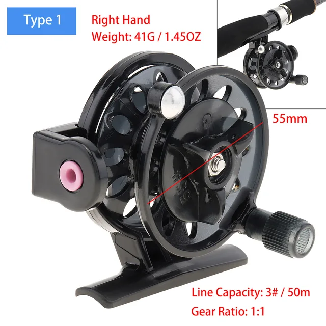 Mini Winter Ice Fishing Reel Ultralight 50mm 55mm 60mm Hand Reel Fly Fishing Line Wheel Carp Spool Pesca Fishing Goods Tackle type 1