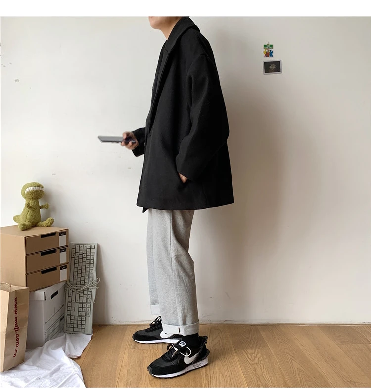 Men's Woolen Blends Snow Jacket Thickening Coat Loose Cashmere Wool Trench Overcoat Parkas Cotton-padded Clothes M-2XL