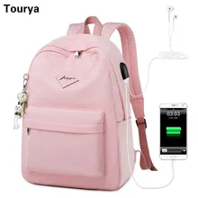 Tourya Модные женские рюкзаки для ноутбука с usb зарядкой для девочек-подростков, школьная сумка, женский рюкзак для путешествий с принтом, рюкзак Mochila Tourya Модные женские рюкзаки для ноутбука с usb зарядкой для девочек-подростков, школьная сумка, женский рюкзак для путешествий с принтом, рюкзак Mochila