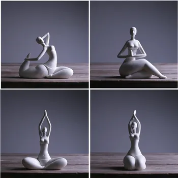 

[HHT] New Chinese Ceramic Yoga Beauty Zen Small Decoration Home Decor Accessories Living Room Bookcase Entrance Furnishings