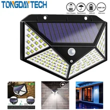 100/114 светодиодный светильник на солнечной батарее с датчиком движения, Уличный настенный светильник с 3 режимами, IP65, водонепроницаемый, энергосберегающий, безопасный, для сада, двора, Lig