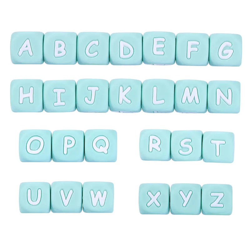 New 100pc Alphabet Silicone Chewing Beads For Teething Necklace Food Grade BPA Free Letter DIY Baby Name Baby Teether