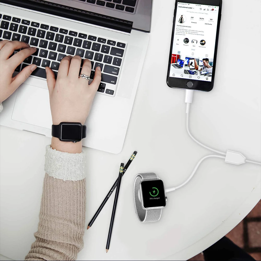 Портативный зарядный шнур для iWatch 6 SE 5 4 USB кабель Apple Watch Series 3 2 1 iPhone iPad|Зарядное