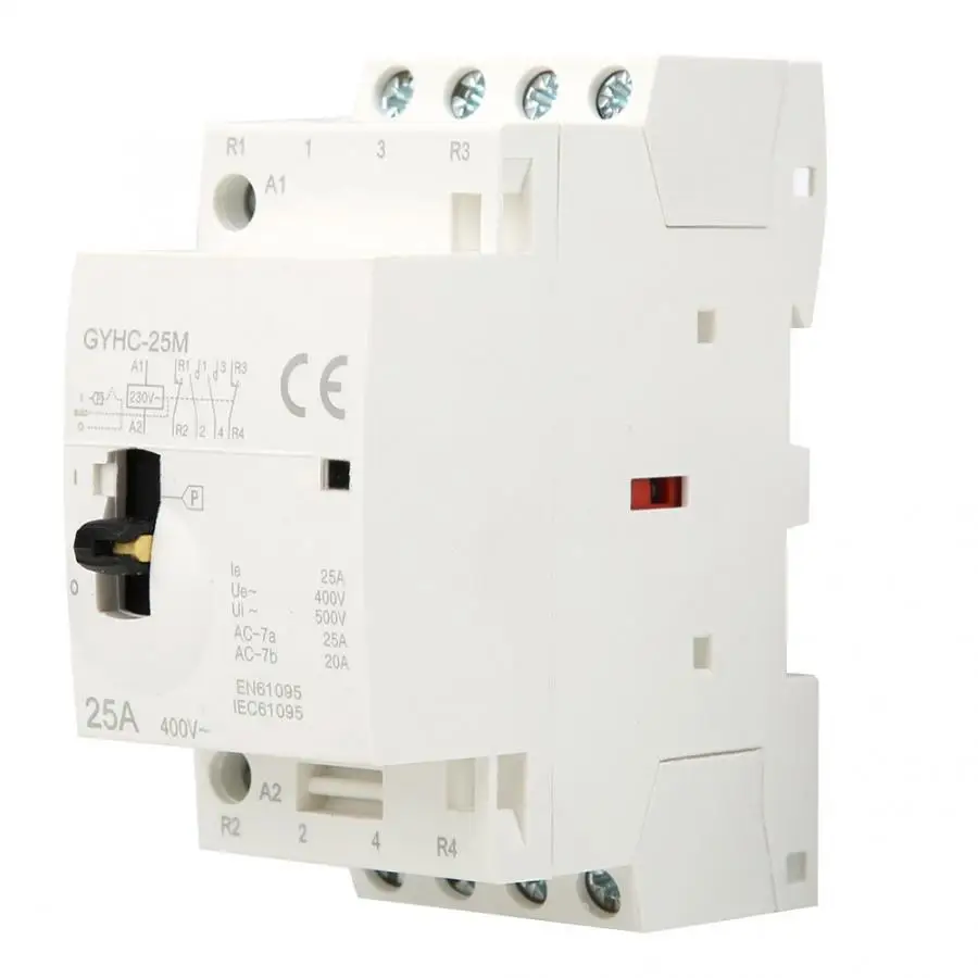 Модульный контактор 4P 25A 220V 50Hz DIN Rail AC контактор для дома с ручным управлением - Цвет: 2NO2NC
