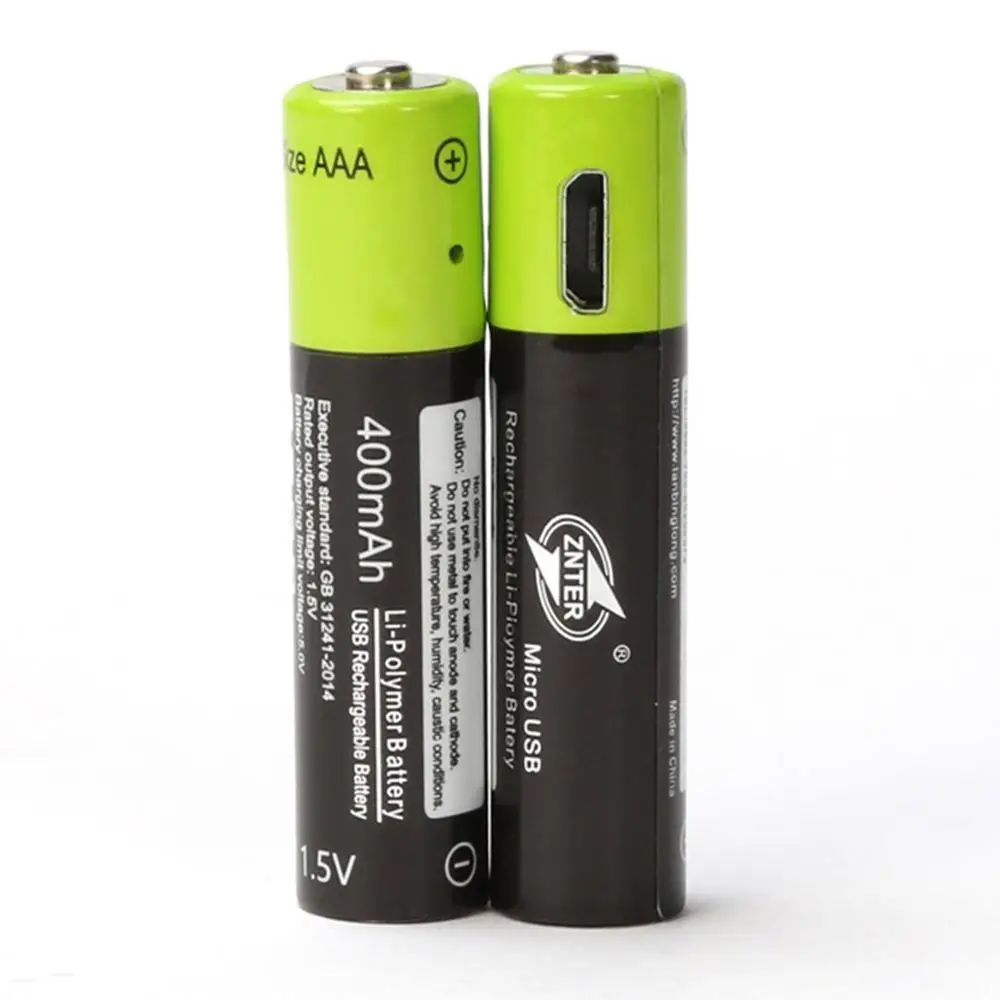 2 pieces ZNTER 4 шт AAA 1,5 V 600mA USB перезаряжаемый литий-полимерный аккумулятор для быстрой зарядки Li-po аккумулятор для радиоуправляемого дрона - Цвет: 2 pieces