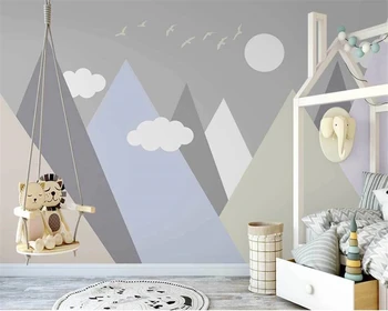 

beibehang papel de parede Custom Nordic minimalist mountain bird children modern background room papel de parede wallpaper