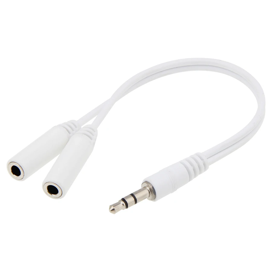 18cm White 3 5 Mm Earphone Headphone Splitter Cable Jack Male to Double Female Audio Cord for Laptop 300pcs