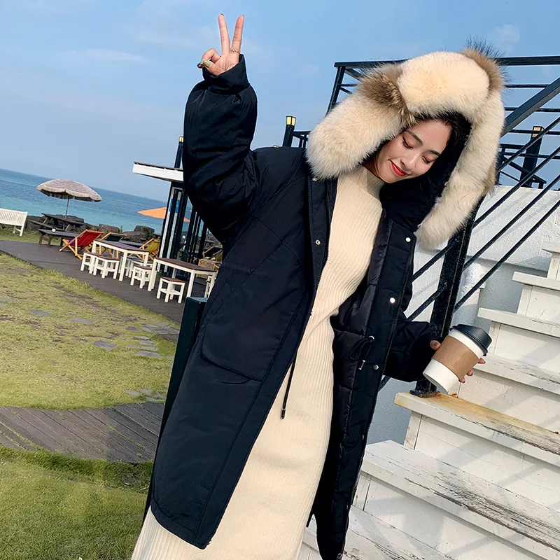 

2019 Autumn And Winter Down Jacket Women's Korean-style Large Fur Collar Loose-Fit Students Cotton-padded Clothes Fashion Coat O