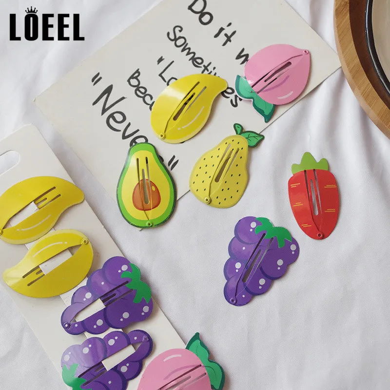 New Kids Hair Accessories 2-6Pcs/Set Painted Printing Fruit Hair Clips Headwear Set Cute Avocado Hairpins Headdress For Girls