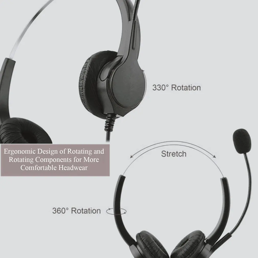 H800D3.5mm Hands-free центр вызова шумоподавление бинауральный вращающийся головной телефон с микрофоном для ноутбука ПК компьютер Smartphon
