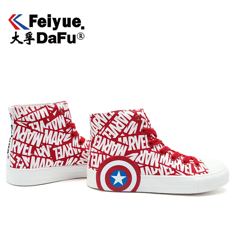 Feiyue Marvel/Новинка 0015 года; парусиновая обувь; Ограниченная серия; уличные вулканизированные кроссовки «Капитан Америка»; красная обувь; женская и мужская обувь на плоской подошве