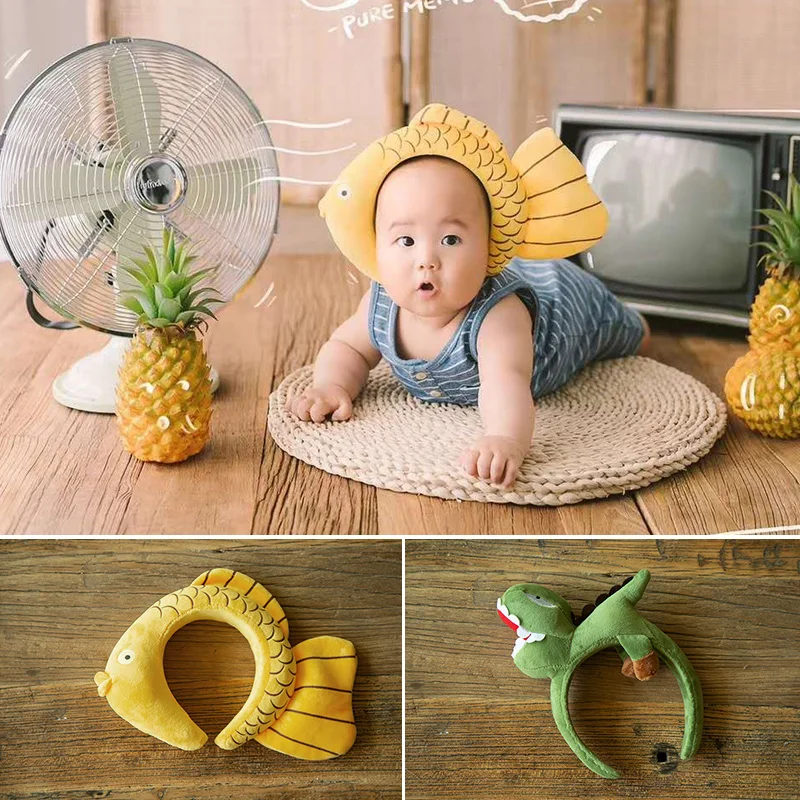 

Baby Newborn Photography Props Baby Hair Hoop Dinosaur and Fish Props Baby Photo Studio Photography Props for 3-5 Month baby