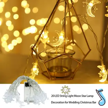 

2019 High Quality 20 LED String Light Moon Star Lamp Decoration for Wedding Christmas Bar Home