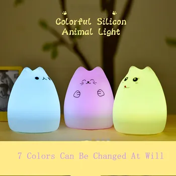 

Silicone Touch Sensor Colorful Cat LED Night Light Remote Control RGB Silicone USB Rechargeable Bedroom Bedside Lamp