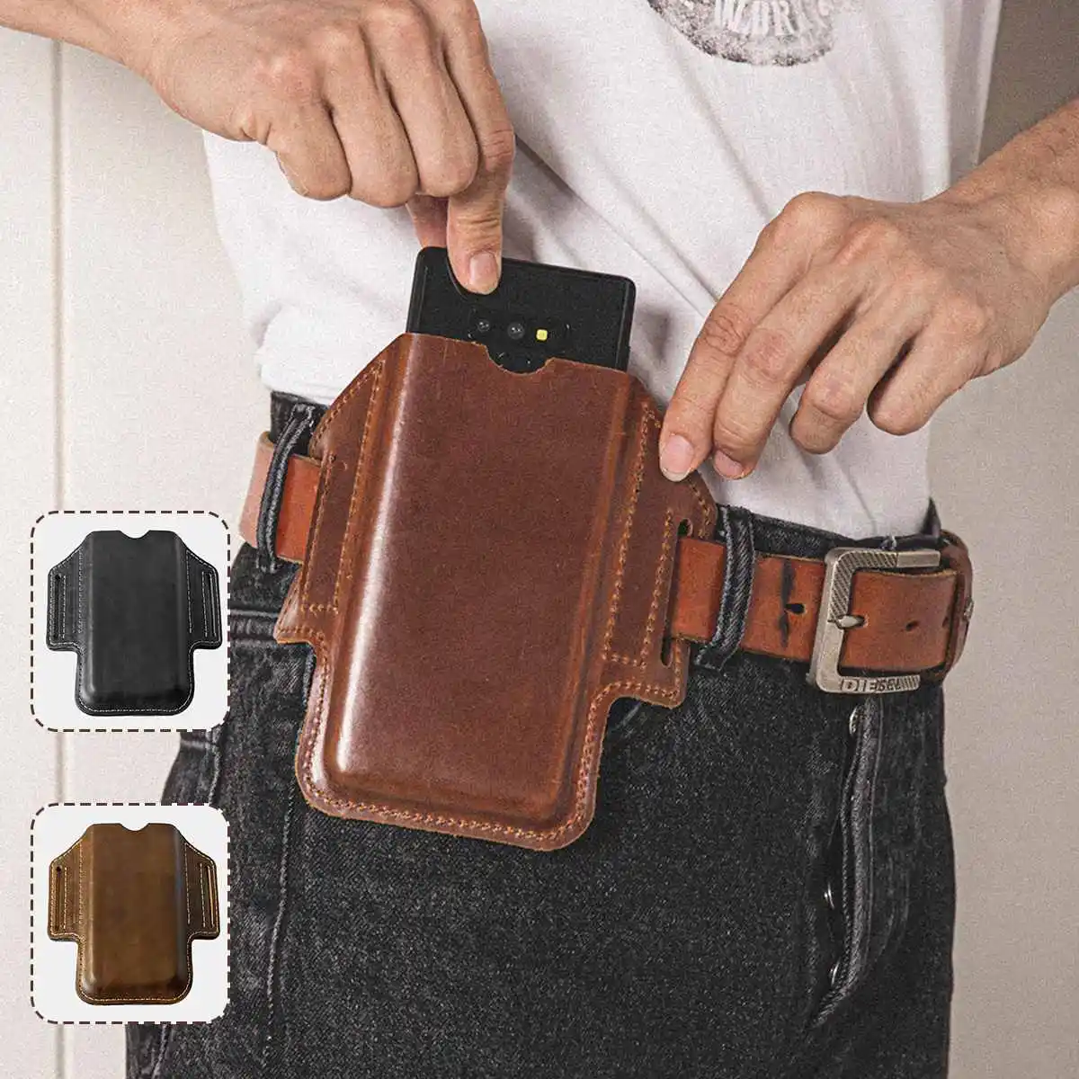2020 Vintage Men Genuine Leather Cellphone Loop Holster Case Waist Belt Bag Props Leather Purse 6.3inch Phone Holder Phone Bag 2020 Vintage Men Genuine Leather Cellphone Loop Holster Case Waist Belt Bag Props Leather Purse 6.3inch Phone Holder Phone Bag