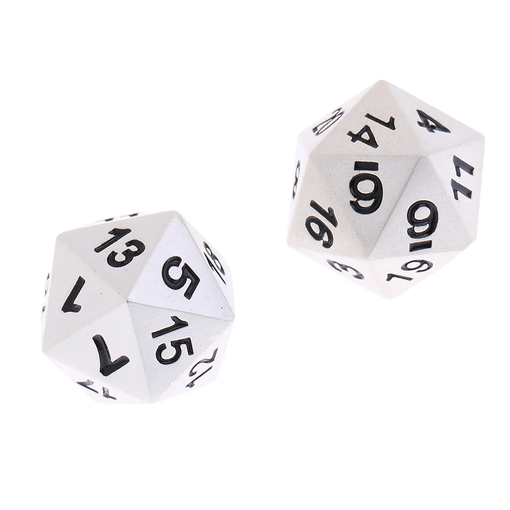 2 Pieces Zinc Alloy 20-sided Dices Polyhedral Gaming Dice for D&D RPG MTG Table Games