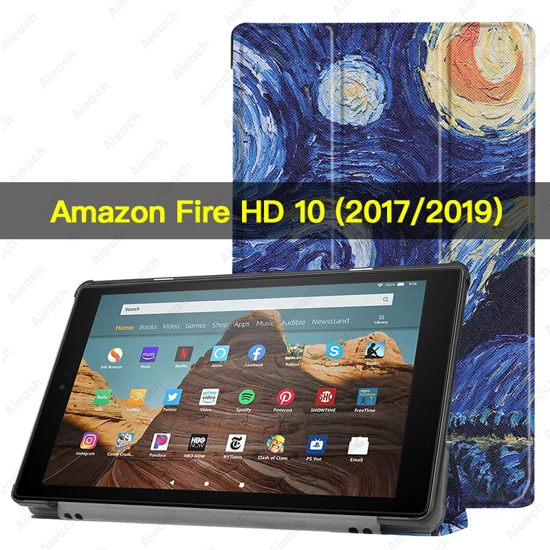 Starry sky Для Amazon Kindle Fire HD 10 / чехол смарт-Магнитная подставка флип-чехол из искусственной кожи для Amazon Kindle Fire HD 10 чехол Funda - Цвет: Starry sky