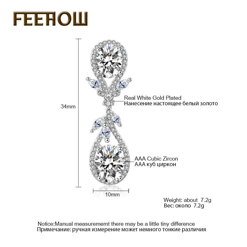 Женские винтажные серьги FEEHOW длинные капельки из чистого кубического циркония с