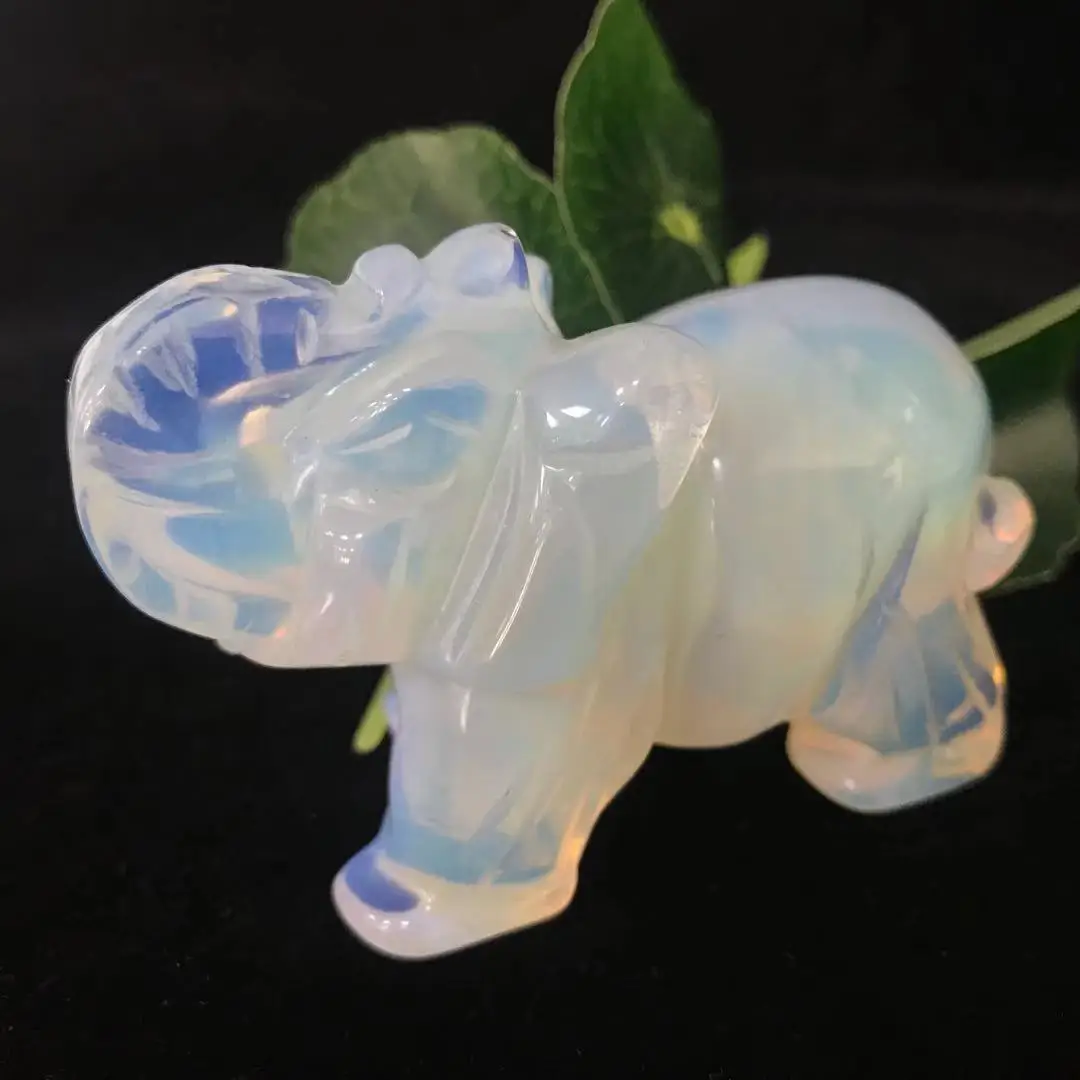 3 дюймов Природный Опалит слон кристалл кварц фигурка животного ручной полированный Исцеление драгоценный камень для украшения дома ZJJ