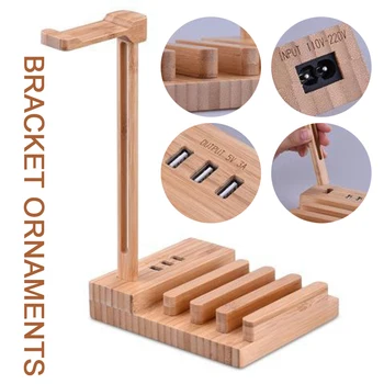 

Wooden Headphone Stand Portable Headset Hanger Holder with USB Charging Ports Suitable For Mobile Phone Stand Holder Charger
