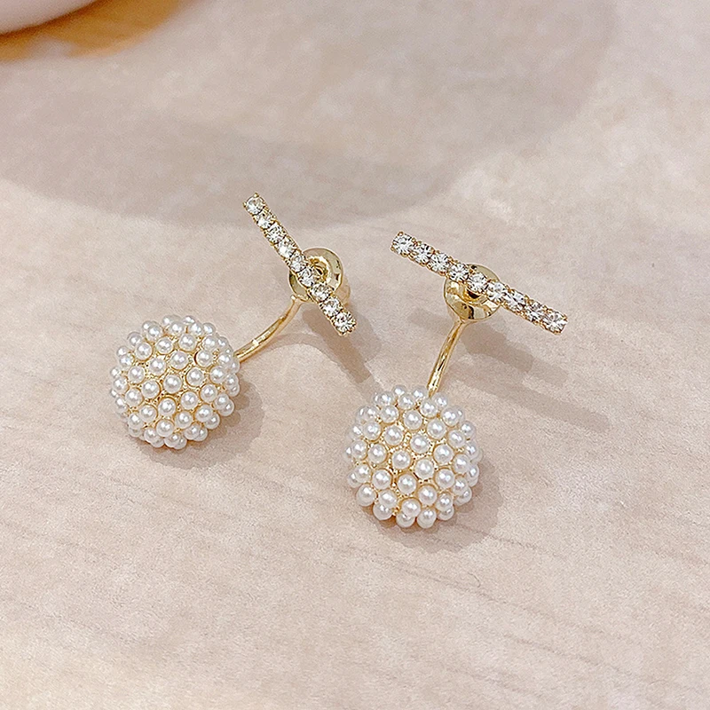 Korean Super Shine Exquisite Imitation Pearls Earrings for Women Cubic Zircon Temperament Charm Stud Earrings Wedding Jewelry - Image 5