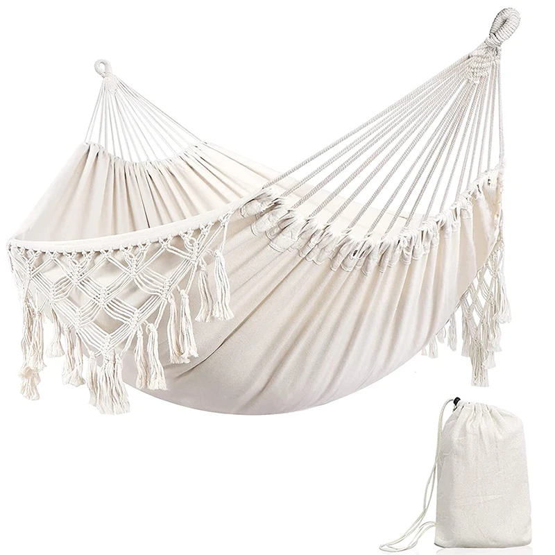 Nordic Style White Cotton hammock Outdoor Indoor Garden Dormitory Bedroom Hanging Chair For Child Adult Swinging Single Hammock 