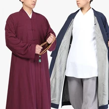 unisex cotton winter warm zen lay meditation buddha prayer clothing buddhism shaolin monk gown kung fu suits robe Qielangua